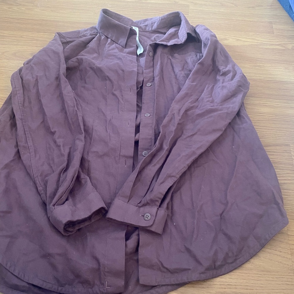 Sz 12 lululemon full day ahead button up in antique bark